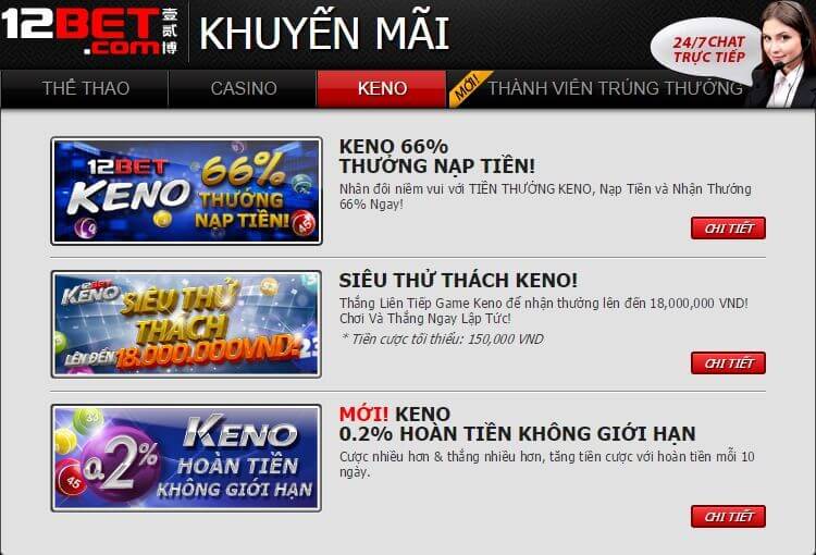 chương trình khuyến mại tại 12bet