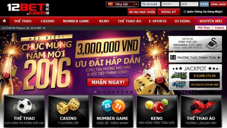 chương trình khuyến mại tại 12bet