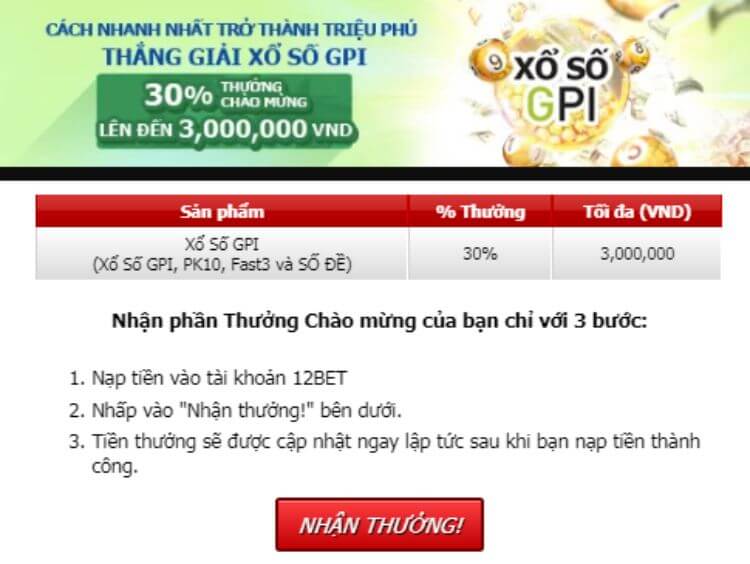 nhận thưởng xổ số gpi