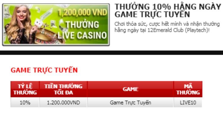 thưởng game trực tuyến 12bet